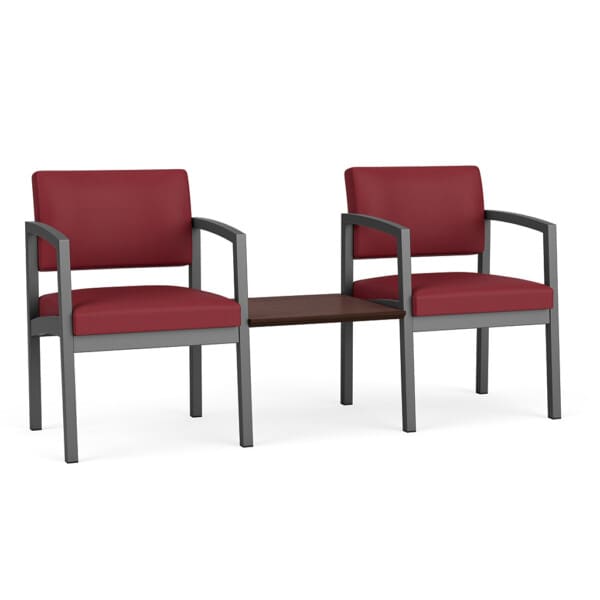 Lenox Steel 2 Chairs w/ Connecting Center Table