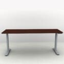 Height Adjustable Desk 71 x 24. Shown in a Silver Frame and a Mahogany Top