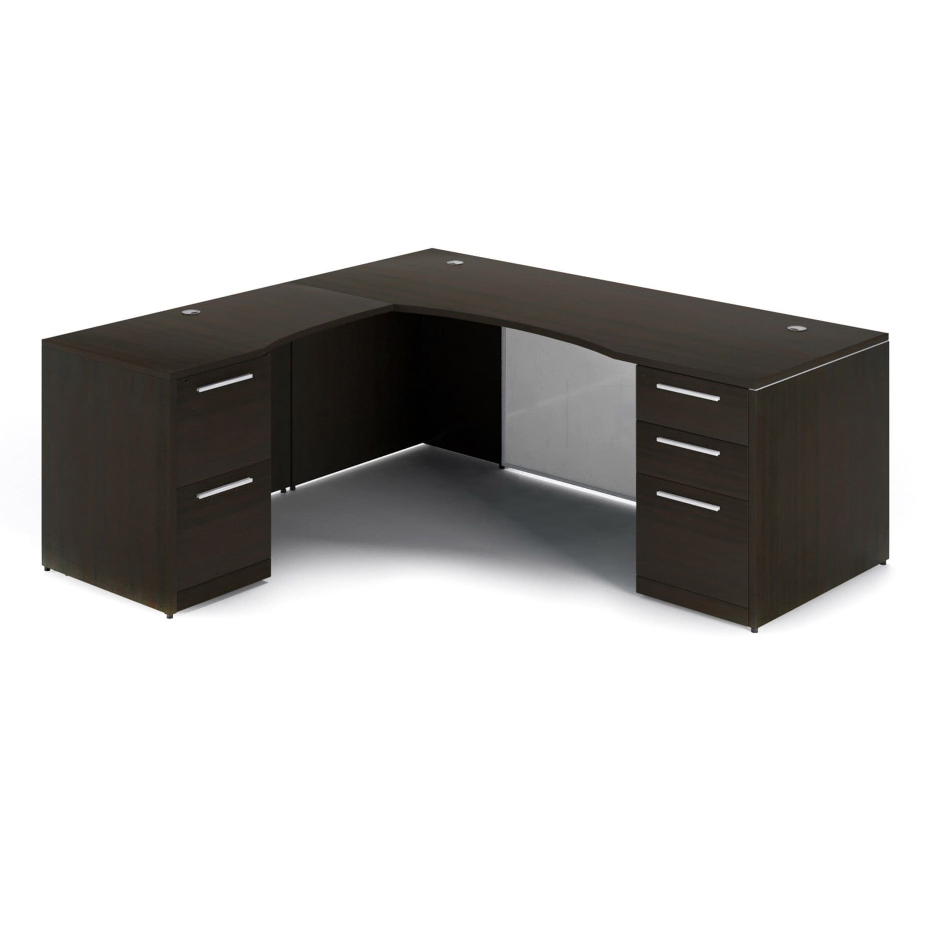 72" L-Shaped Bow front Desk with Glass Modesty Panel - Image 11