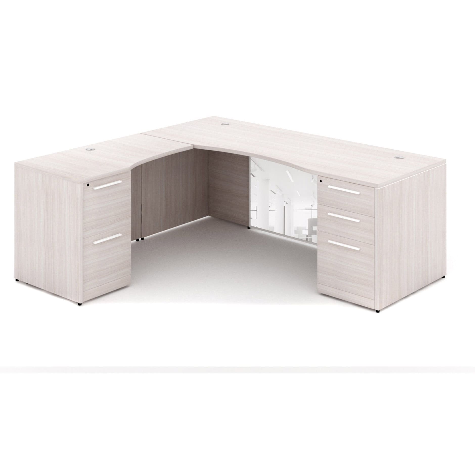 72" L-Shaped Bow front Desk with Glass Modesty Panel - Image 12