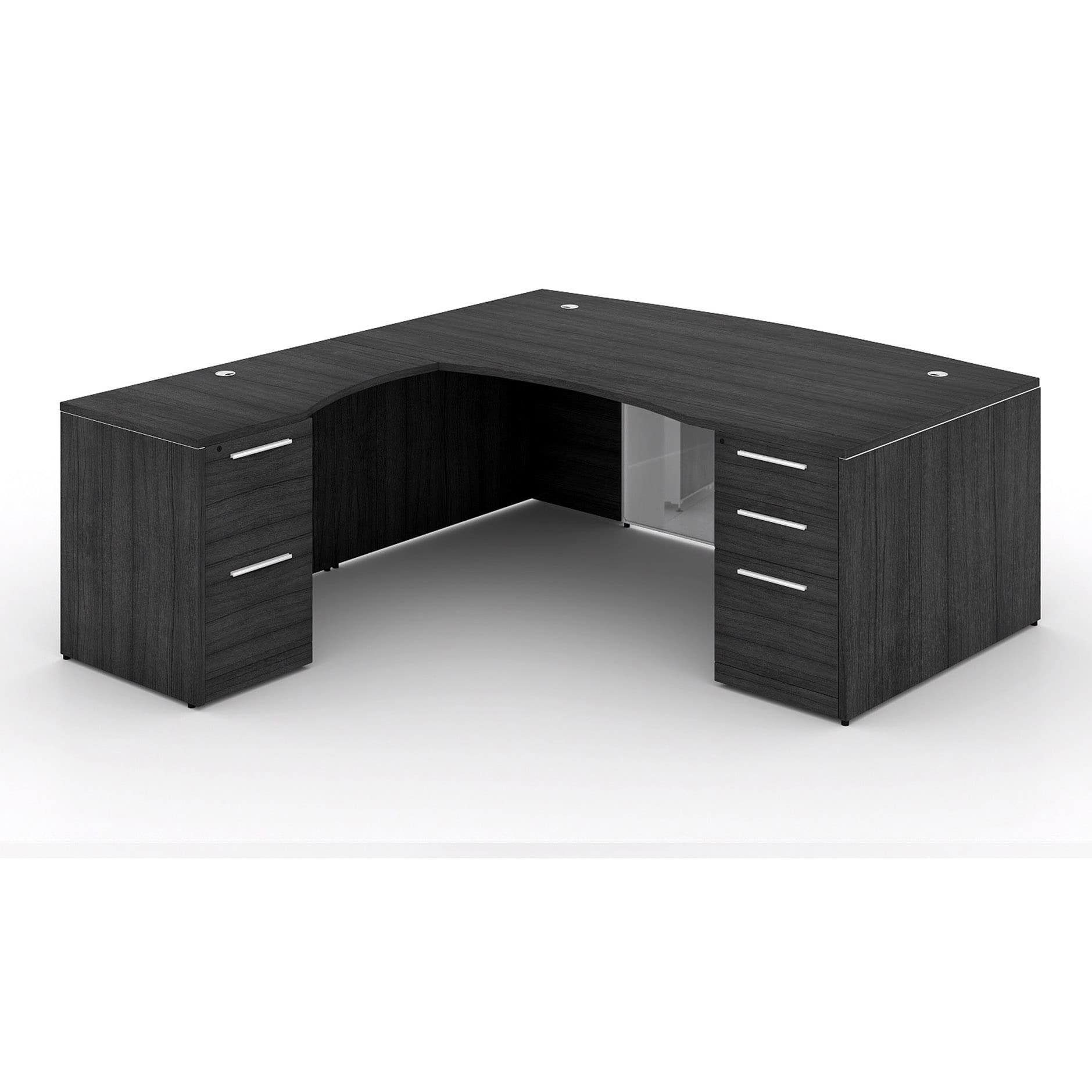72" L-Shaped Bow front Desk with Glass Modesty Panel - Image 13