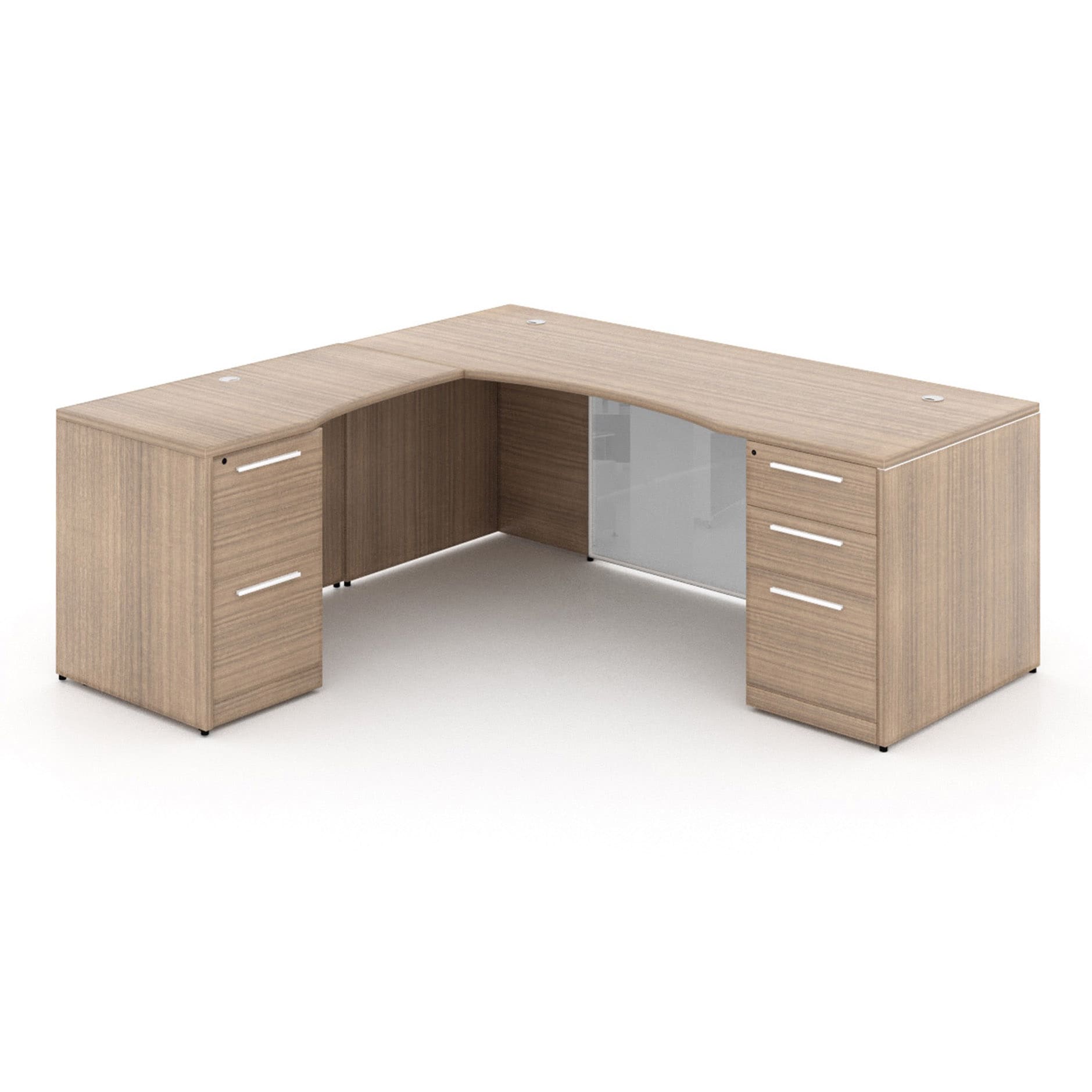 72" L-Shaped Bow front Desk with Glass Modesty Panel - Image 15