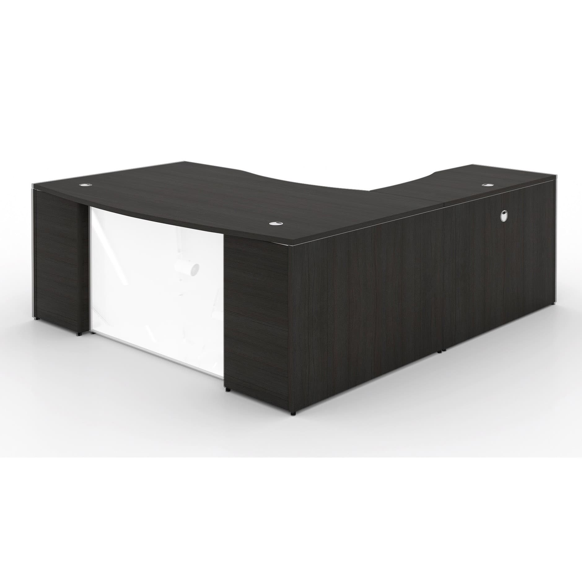 72" L-Shaped Bow front Desk with Glass Modesty Panel - Image 17