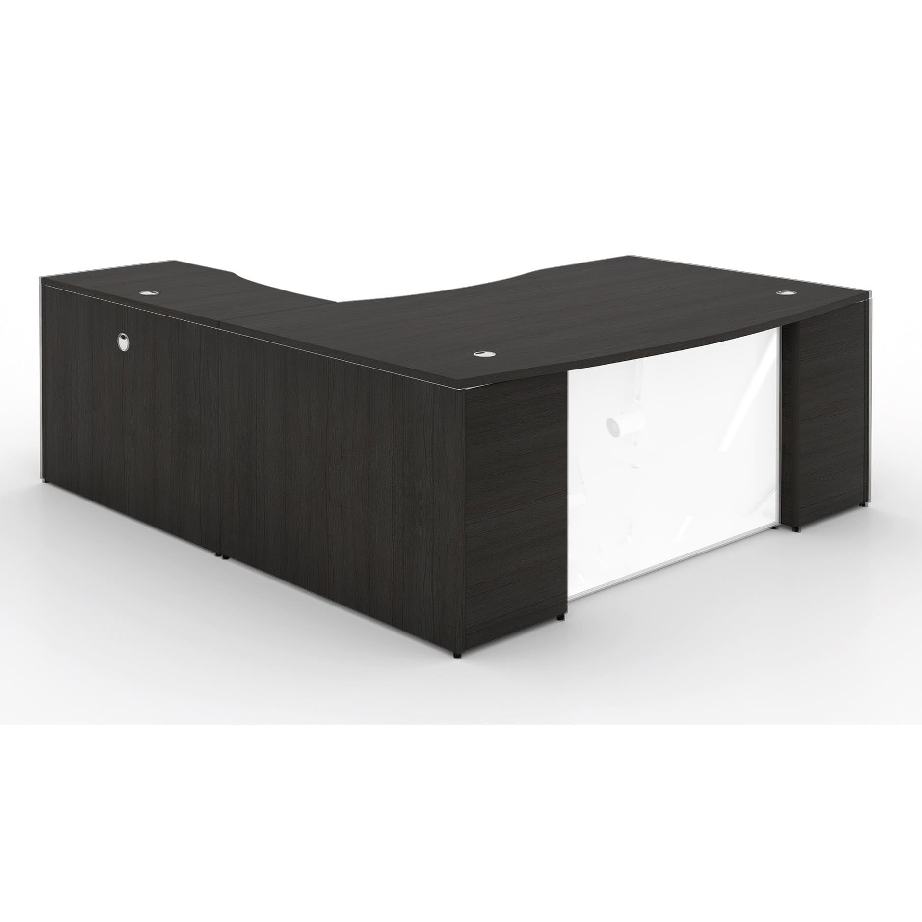 72" L-Shaped Bow front Desk with Glass Modesty Panel - Image 9