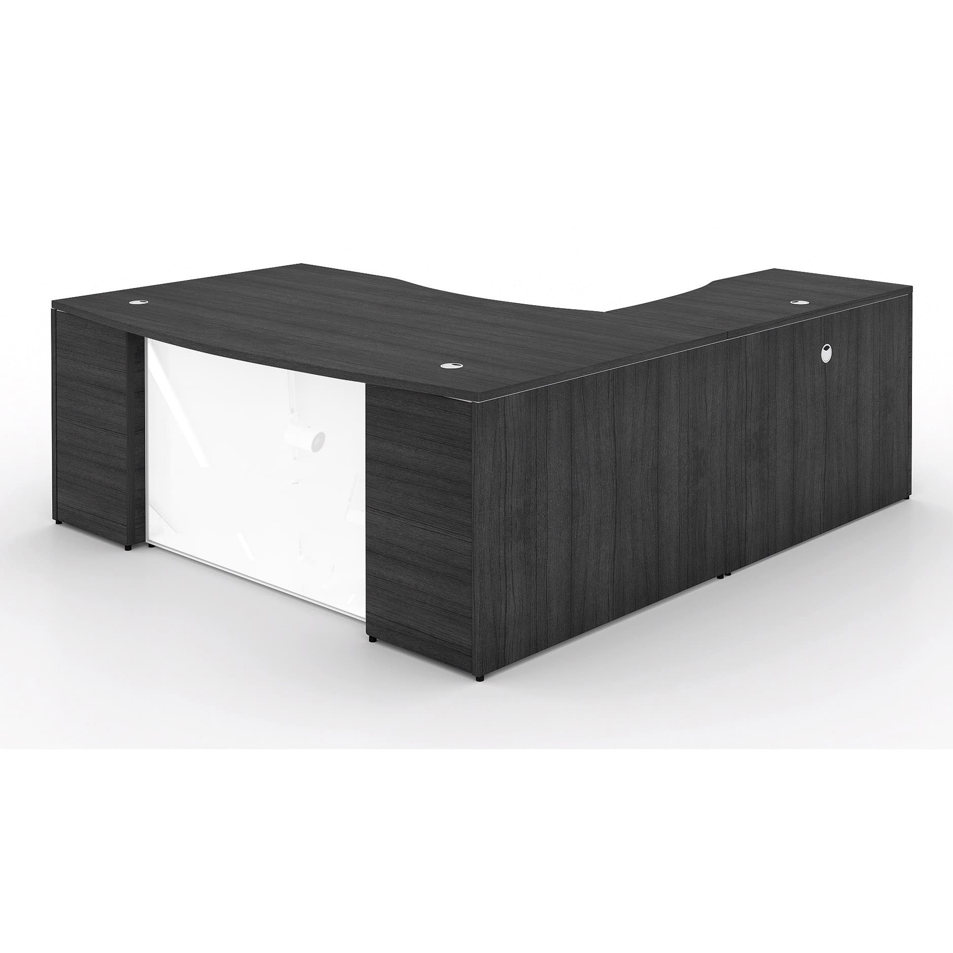 72" L-Shaped Bow front Desk with Glass Modesty Panel - Image 18