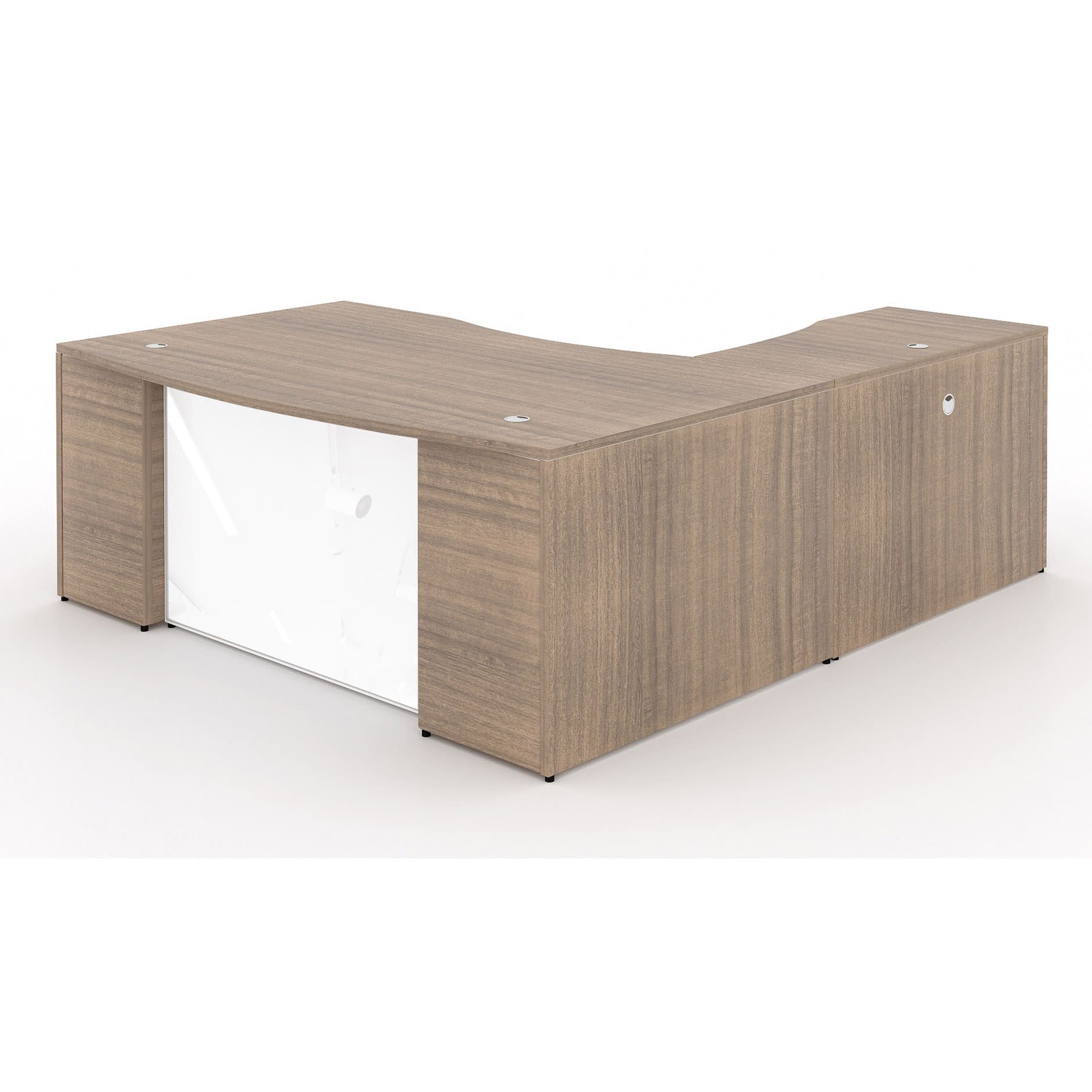72" L-Shaped Bow front Desk with Glass Modesty Panel - Image 20