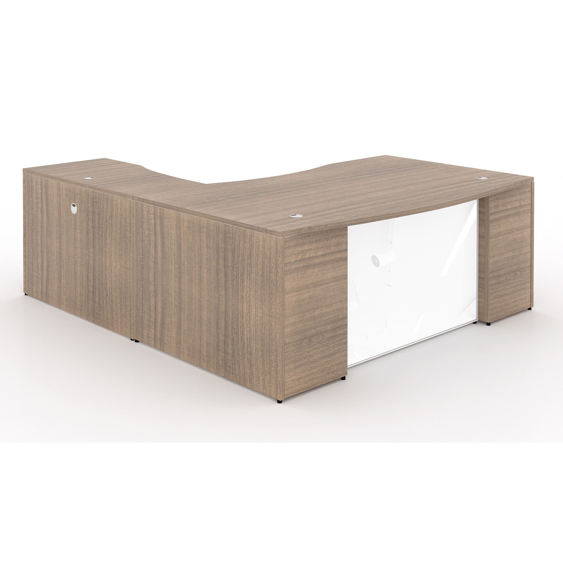 72" L-Shaped Bow front Desk with Glass Modesty Panel - Image 6