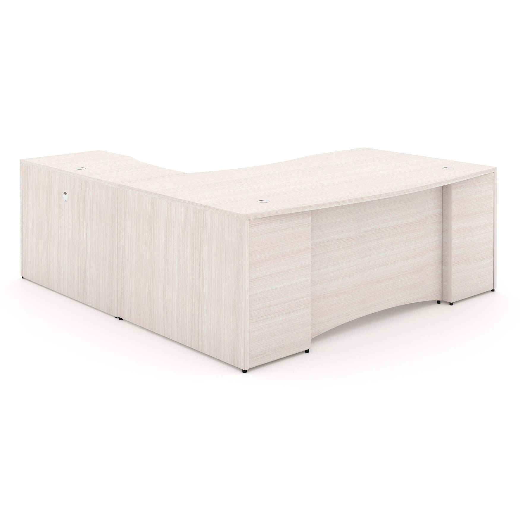 72" L-Shaped Bow Front Desk with Curved Laminated Modesty Panel - Image 11