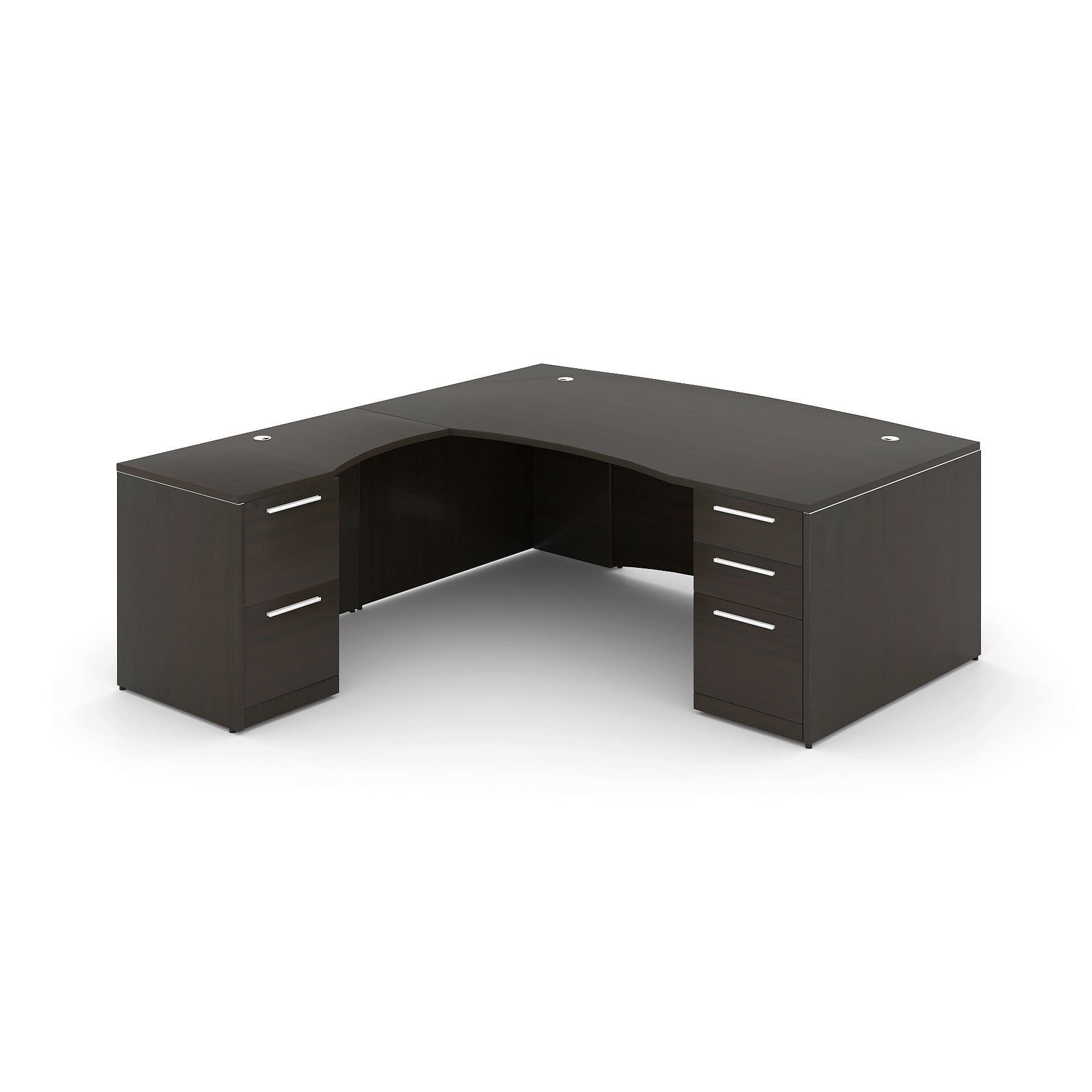 72" L-Shaped Bow Front Desk with Curved Laminated Modesty Panel - Image 9