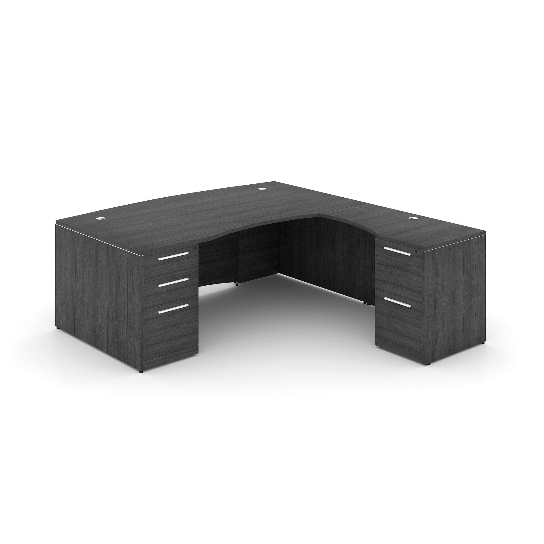 72" L-Shaped Bow Front Desk with Curved Laminated Modesty Panel - Image 3