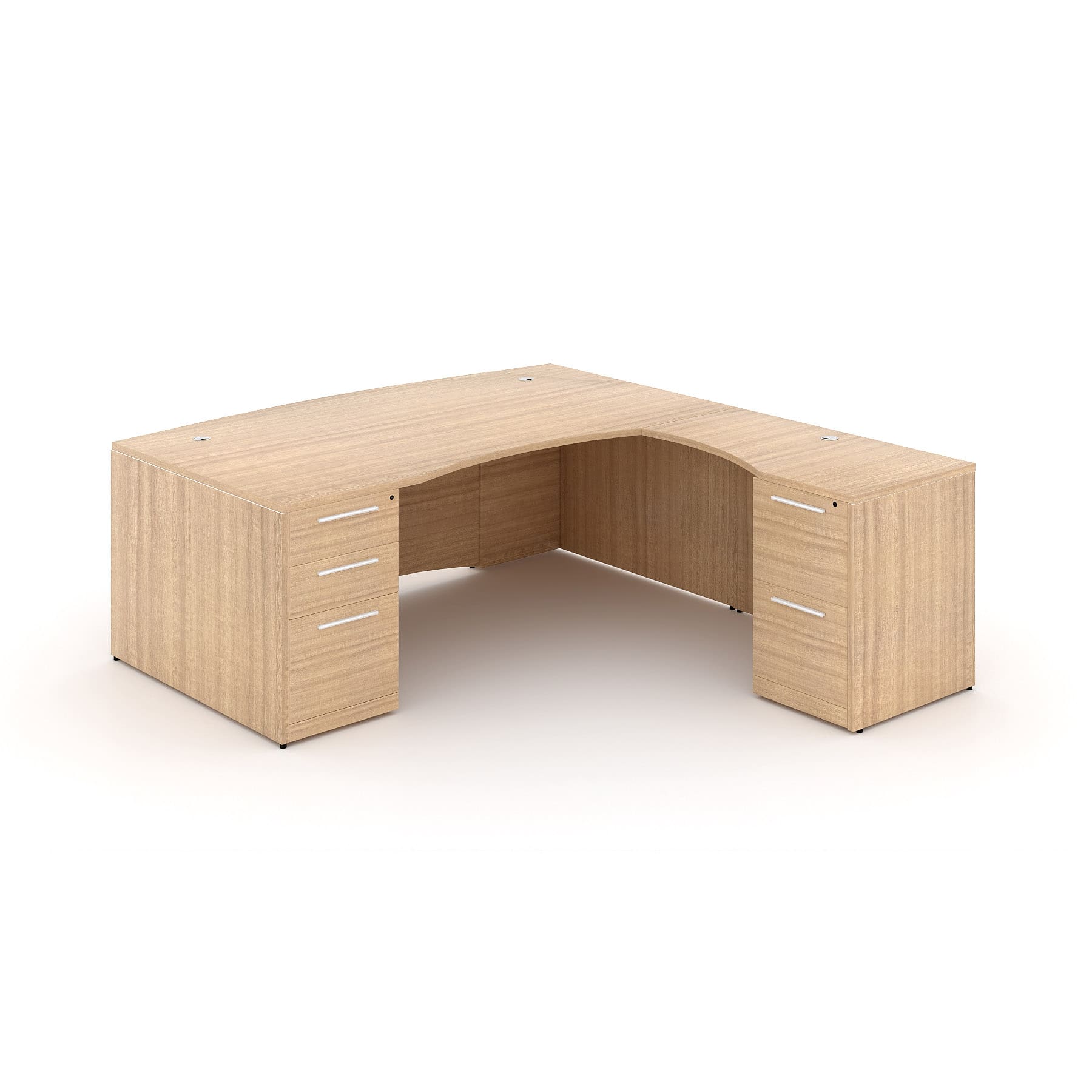 72" L-Shaped Bow Front Desk with Curved Laminated Modesty Panel - Image 2
