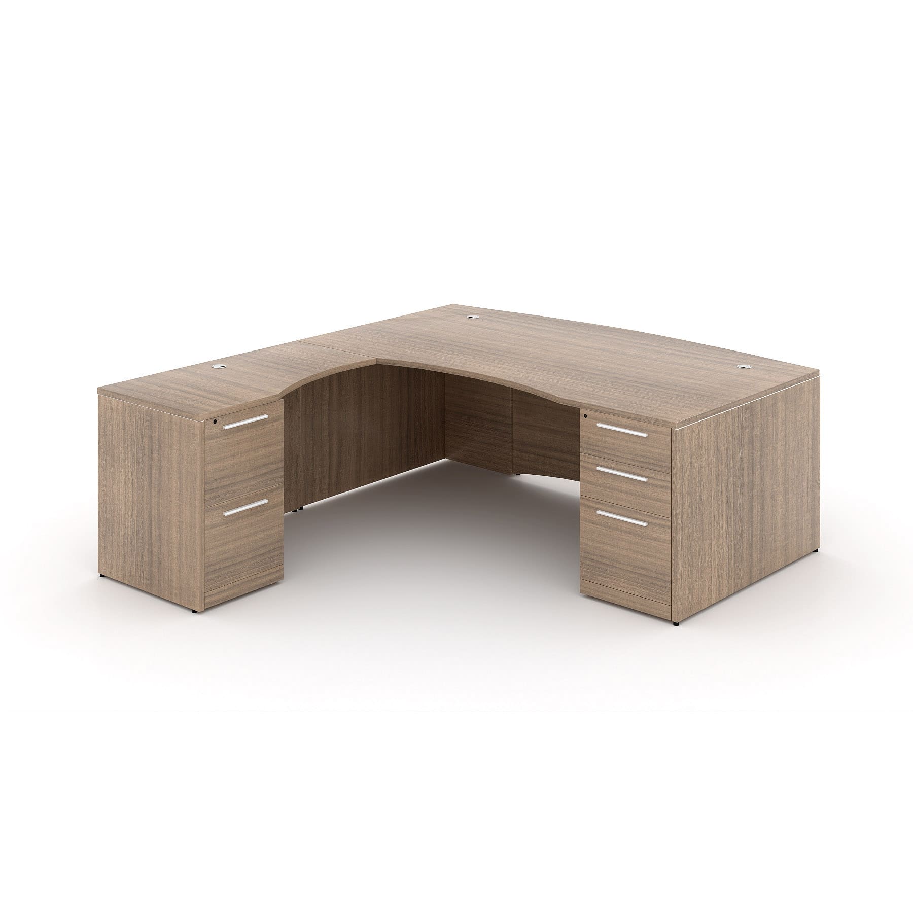 72" L-Shaped Bow Front Desk with Curved Laminated Modesty Panel - Image 6