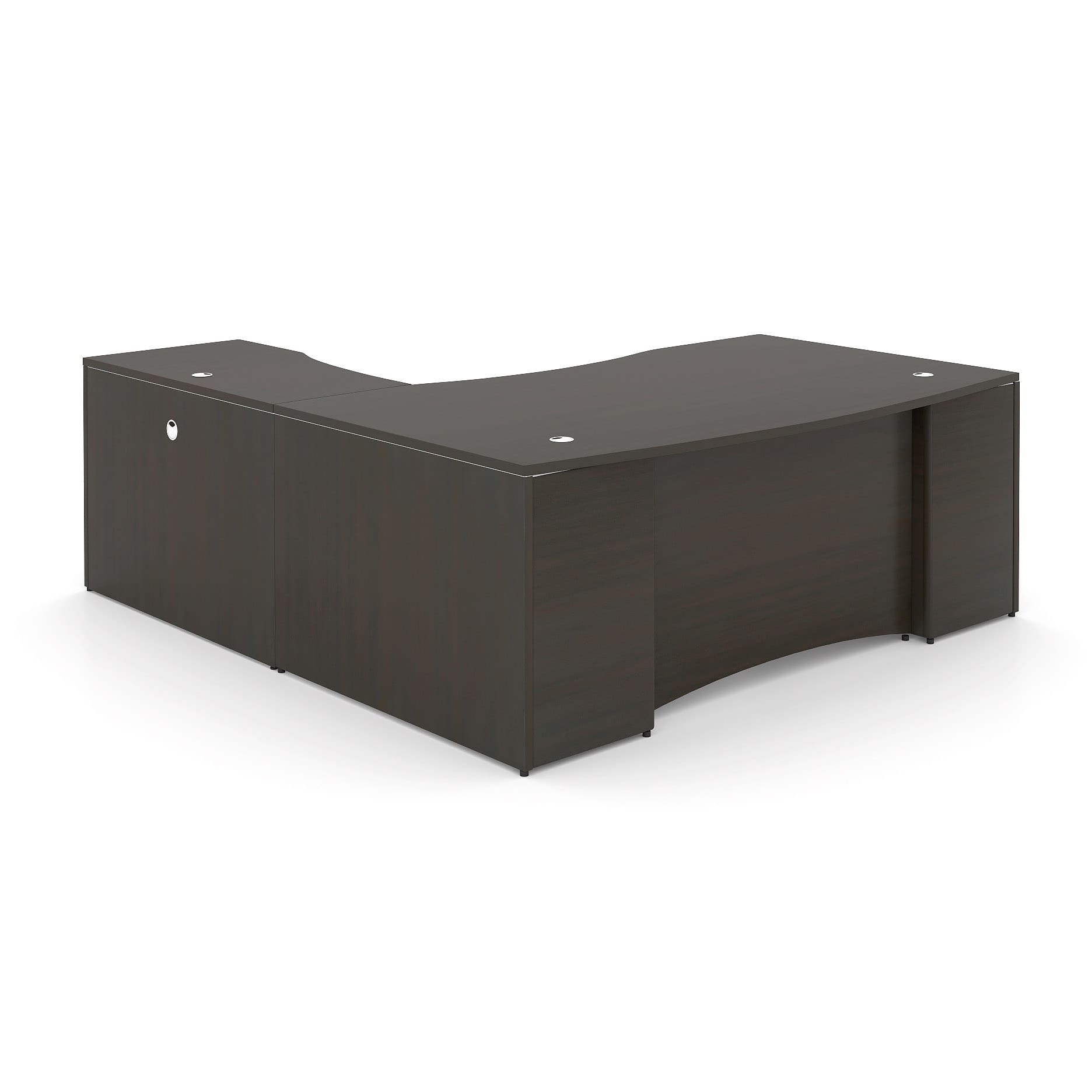 72" L-Shaped Bow Front Desk with Curved Laminated Modesty Panel - Image 12