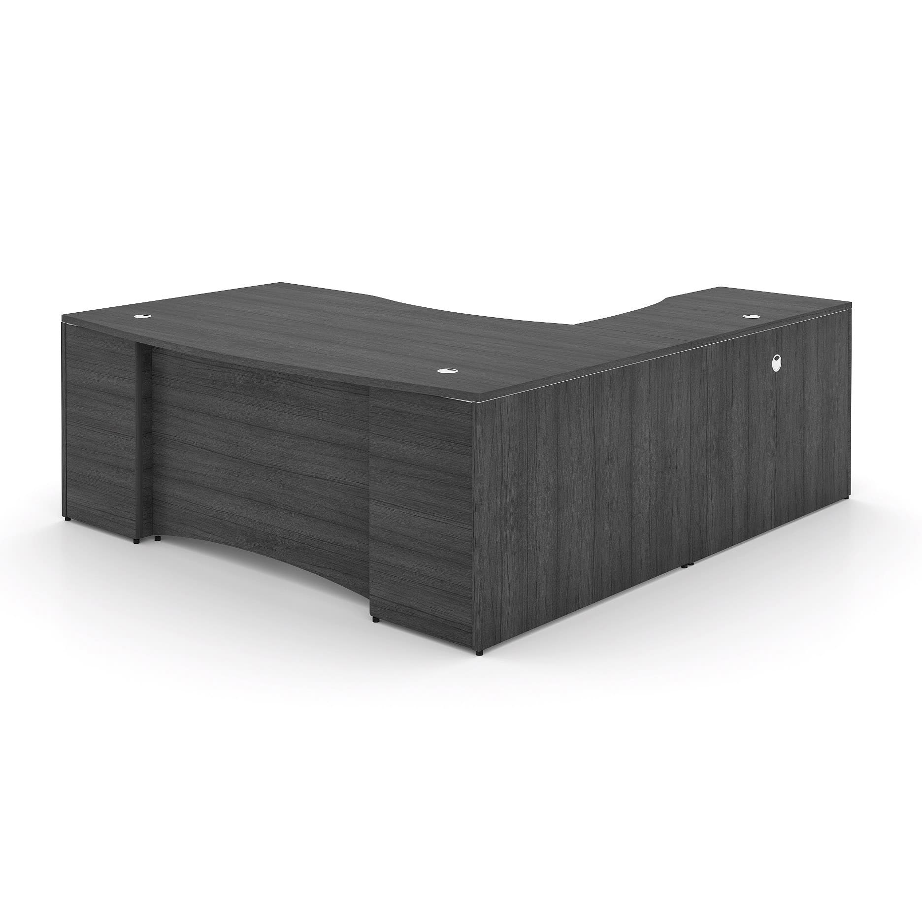 72" L-Shaped Bow Front Desk with Curved Laminated Modesty Panel - Image 18