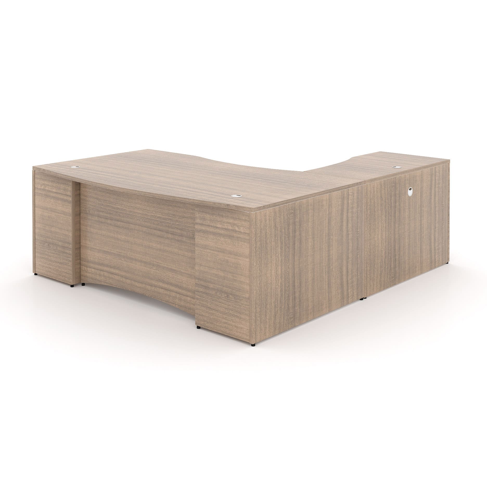 72" L-Shaped Bow Front Desk with Curved Laminated Modesty Panel - Image 20