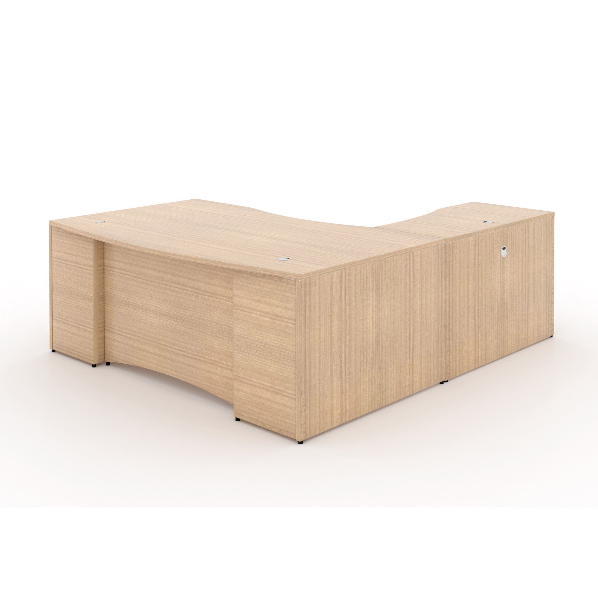 72" L-Shaped Bow Front Desk with Curved Laminated Modesty Panel - Image 19