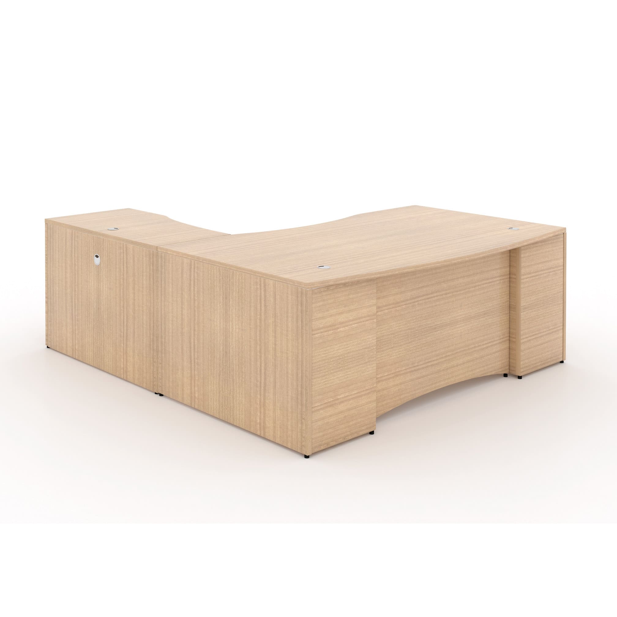 72" L-Shaped Bow Front Desk with Curved Laminated Modesty Panel - Image 14