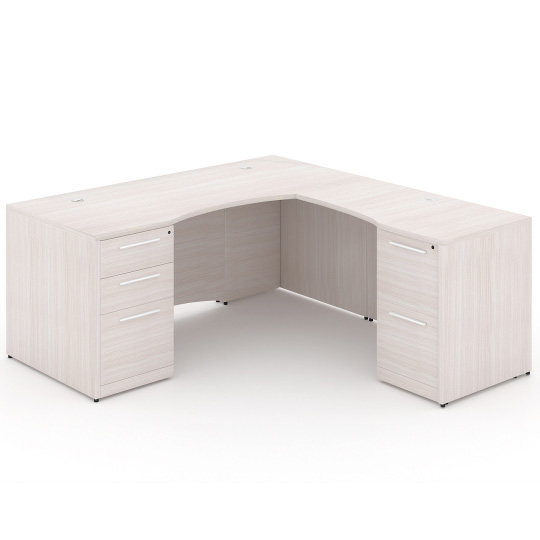 66" L-Shaped Rectangular Desk with Laminated Modesty Panel