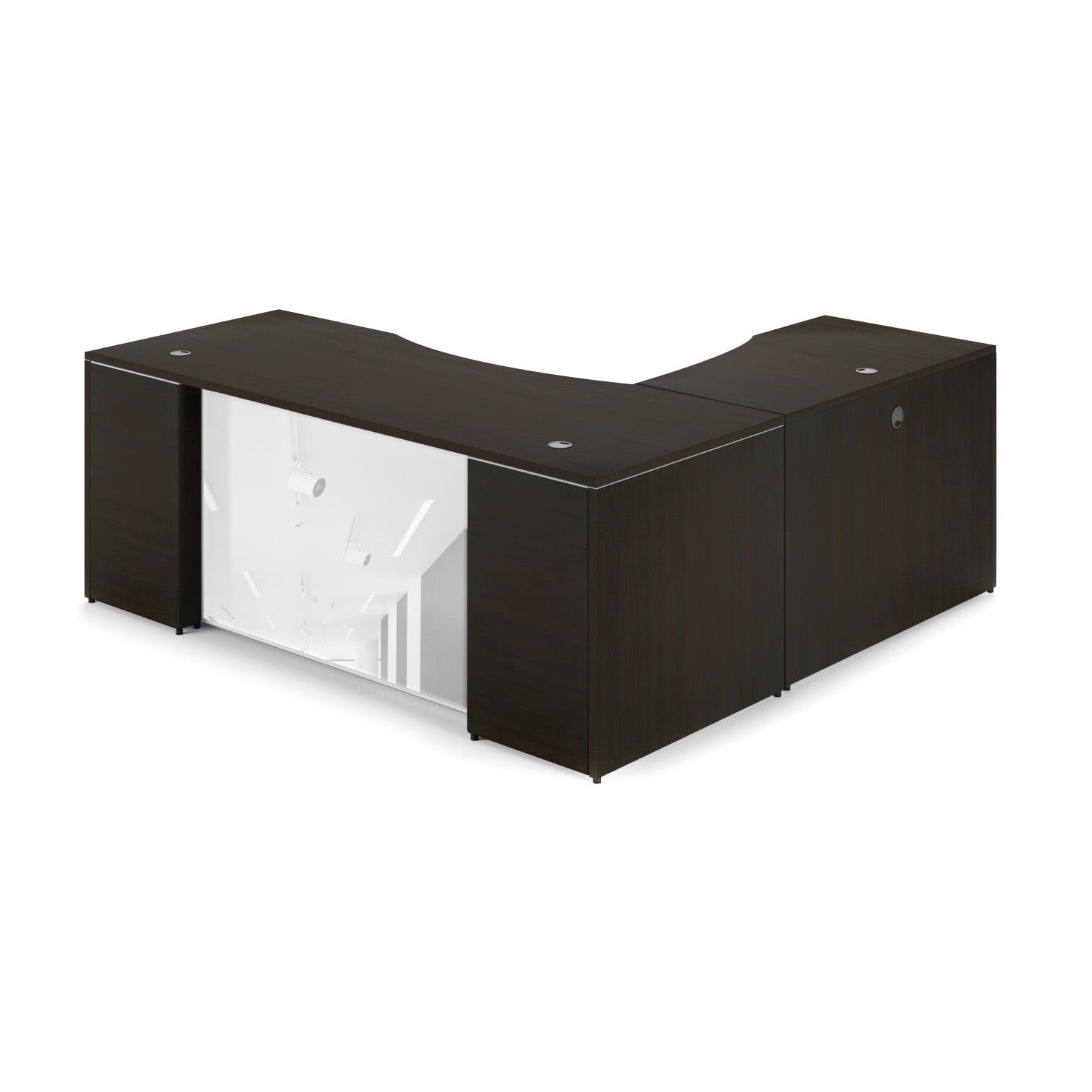 66" L-Shaped Rectangular Desk with Glass Modesty Panel - Image 17