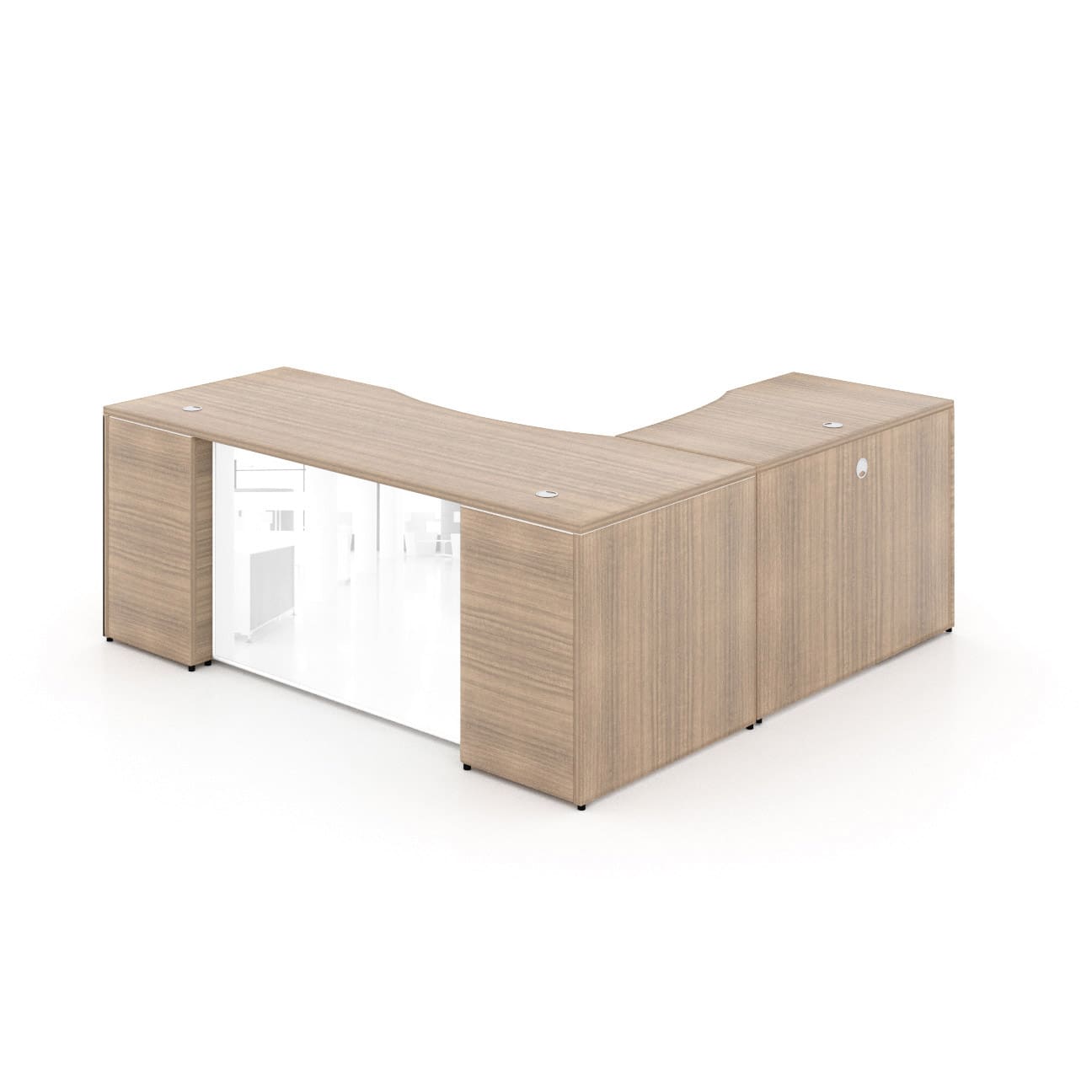 66" L-Shaped Rectangular Desk with Glass Modesty Panel - Image 14