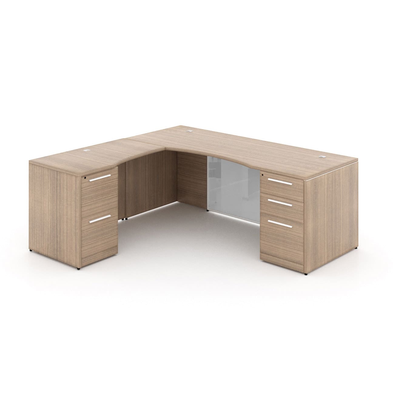 66" L-Shaped Rectangular Desk with Glass Modesty Panel - Image 11