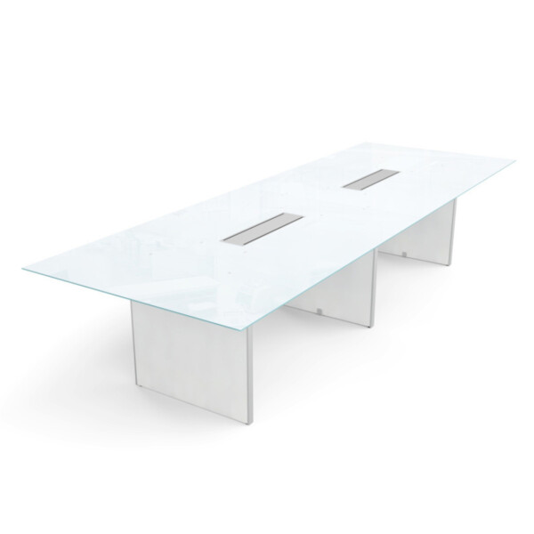 12' Glass Top Rectangular Shaped Conference Table (42"D)