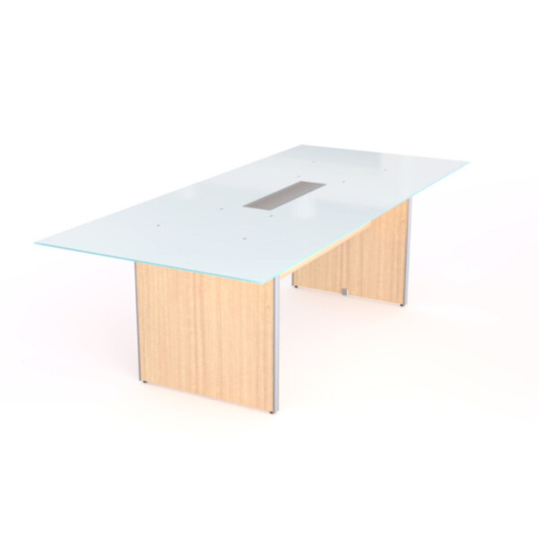 8' Glass Top Rectangular Shaped Conference Table (42"D)