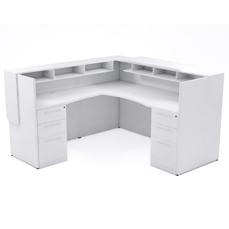 72" x 36" L Shaped Reception Desk with Overlay Storage and LEDs - Image 2