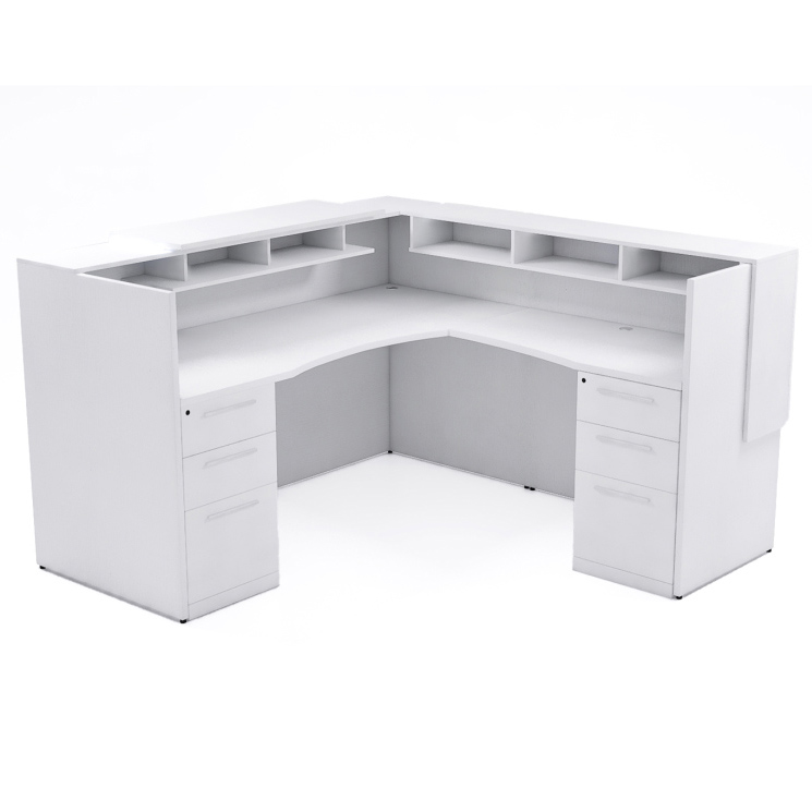 72" x 36" L Shaped Reception Desk with Overlay Storage and LEDs - Image 13
