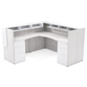72" x 36" L Shaped Reception Desk with Overlay Storage and LEDs - Thumbnail Image 3