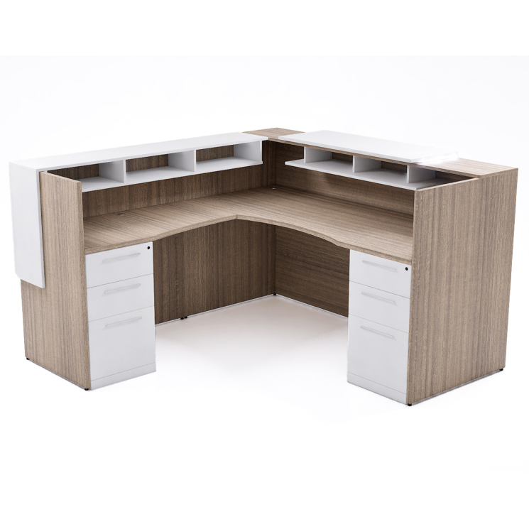 72" x 36" L Shaped Reception Desk with Overlay Storage and LEDs - Image 5