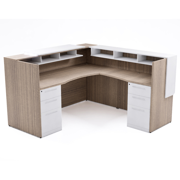 72" x 36" L Shaped Reception Desk with Overlay Storage and LEDs - Image 16